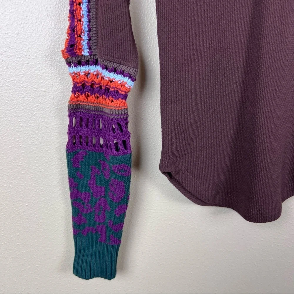 NWT Free People Top Pullover Crochet Switch It Up Boho Thermal Knit